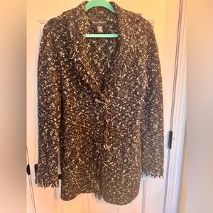 Chic Tweed Button-Up Duster Sweater